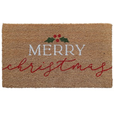 1'6"x2'6" Merry Christmas Mistletoe Coir Doormat Red | Target
