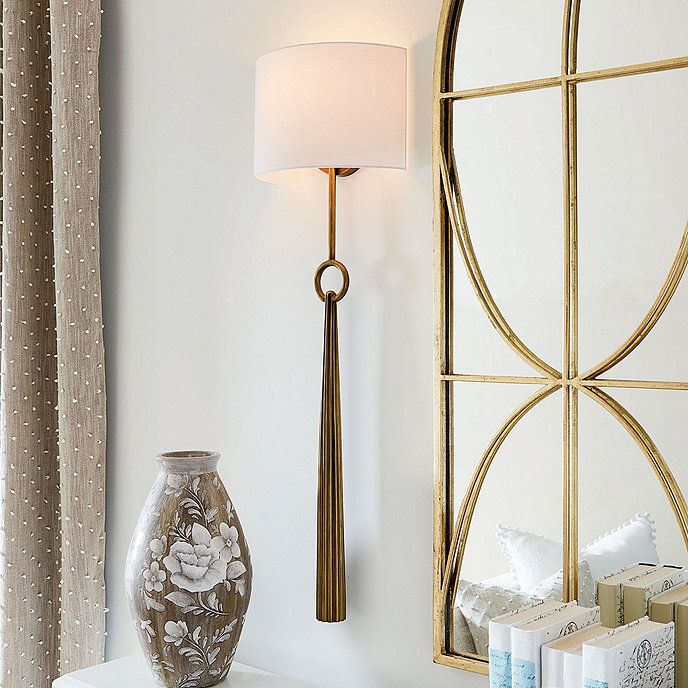 Mercer Ring Antique Brass Wall Sconce with Shade | Ballard Designs, Inc.