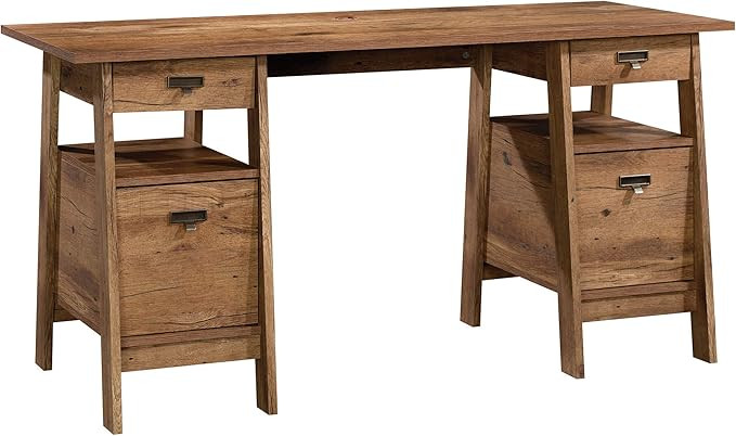 Sauder Trestle Executive Trestle Desk, Vintage Oak finish | Amazon (US)