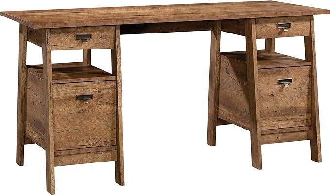 Sauder Trestle Executive Trestle Desk, Vintage Oak finish | Amazon (US)