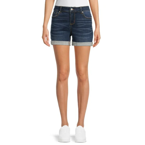 Time and Tru Women's Stretch Denim Double Roll Cuff Shorts - Walmart.com | Walmart (US)