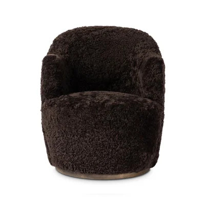 Corson Genuine Leather Swivel Barrel Chair | Wayfair North America