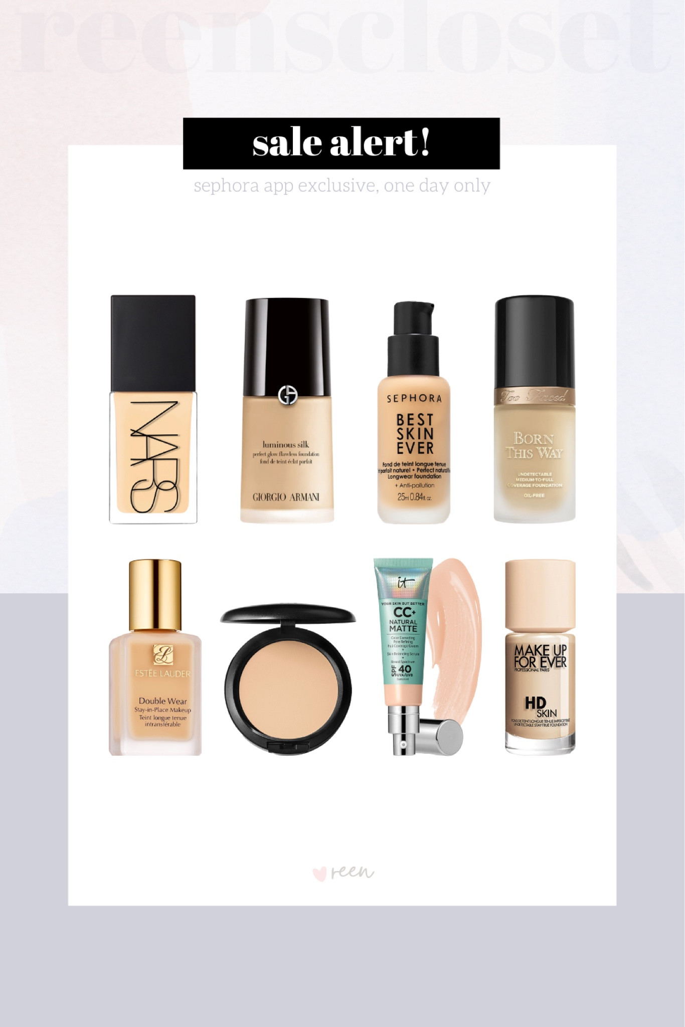 SALE ALERT! Sephora In-App Exclusive, 1 Day Only [8/22]: 25% Off Select Foundations.

#LTKsale #LTKbeauty #LTKcanada