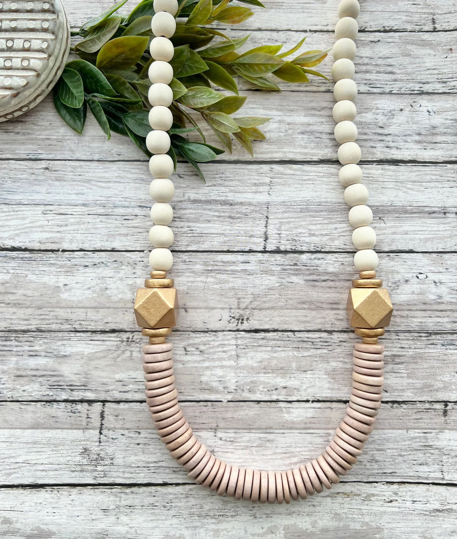 Taupe Tan Neutral Necklace. Beaded Statement Necklace. Wood | Etsy | Etsy (US)