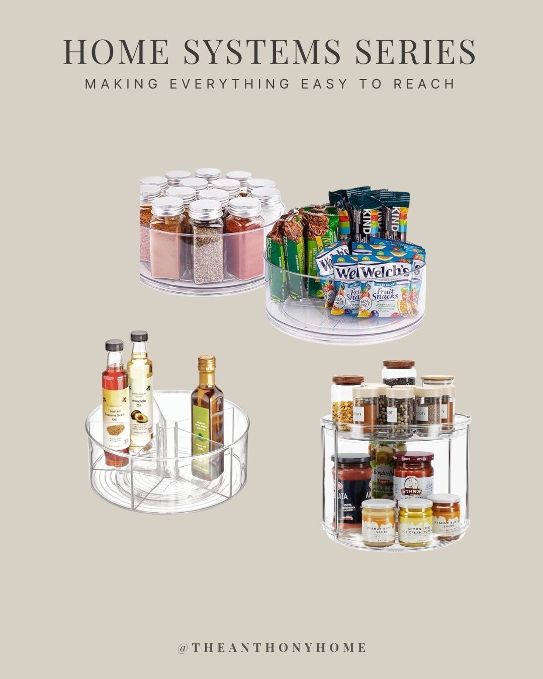 One of the simplest ways to make a pantry or refrigerator more functional! 

I use separate Lazy Susans for oils, vinegars, spreads, syrups, sauces, baking ingredients, yogurts, and condiments so nothing gets lost in the back.

Shop the Lazy Susans and other pantry organizers I use below. 🤍

#LTKHome #LTKfoodie