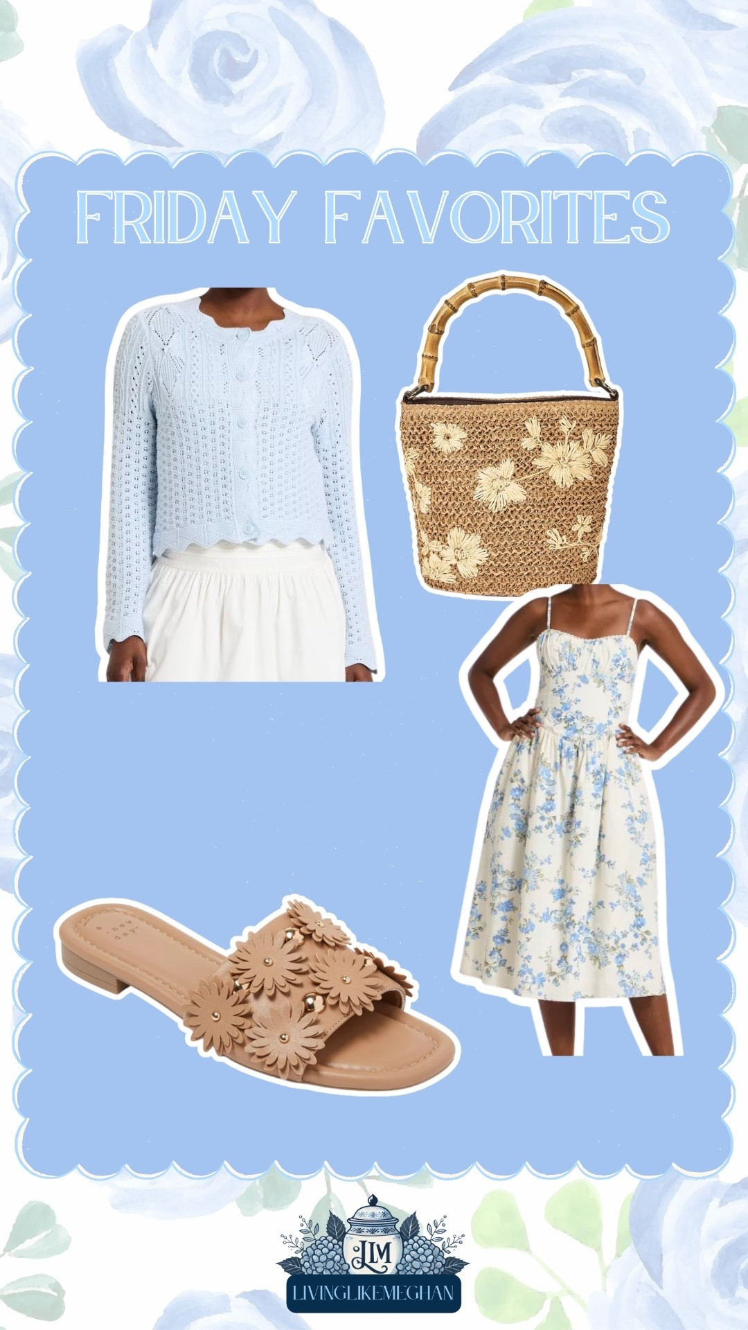 A little pointelle cardigan, the sweetest blue floral sundress, woven bamboo-handle bag, and floral slides that feel straight out of a coastal summer. It’s feminine, polished, and easy to mix into what you already own — pieces that feel thoughtful but still effortless!

Everything linked here — tap to explore ✨

Blue cardigan • floral midi dress • woven straw handbag • bamboo handle purse • neutral floral sandals • spring outfit ideas • coastal inspired style • feminine summer fashion • target

#LTKSaleAlert #LTKootd #LTKSeasonal
