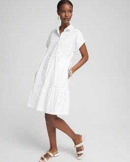 Poplin Diagonal Button Front Dress, Chico’s Casual Dress, White Dress, White Dresses, Summer Outfits | Chico's