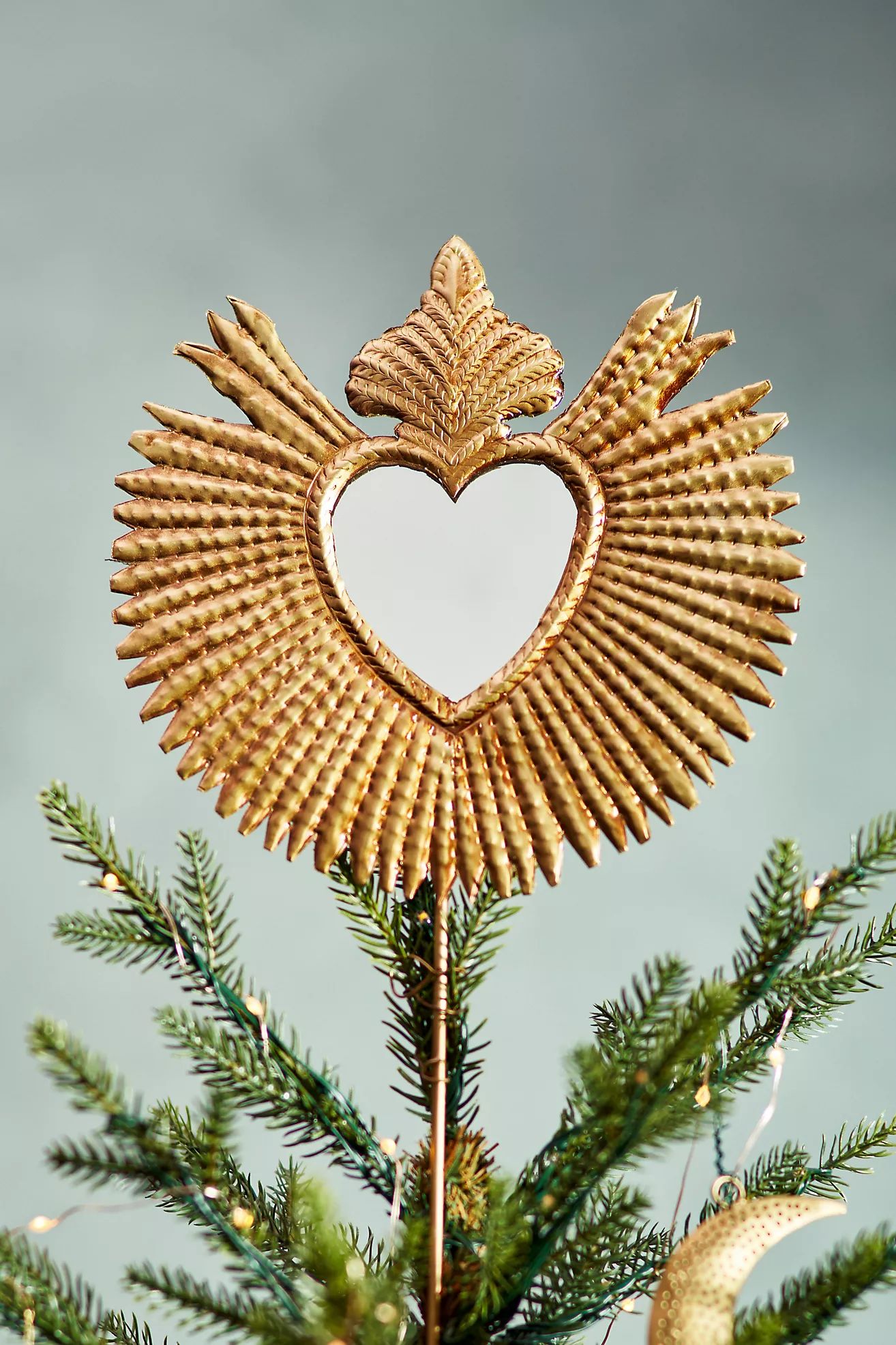Mirrored Gold Heart Tree Topper | Anthropologie (US)