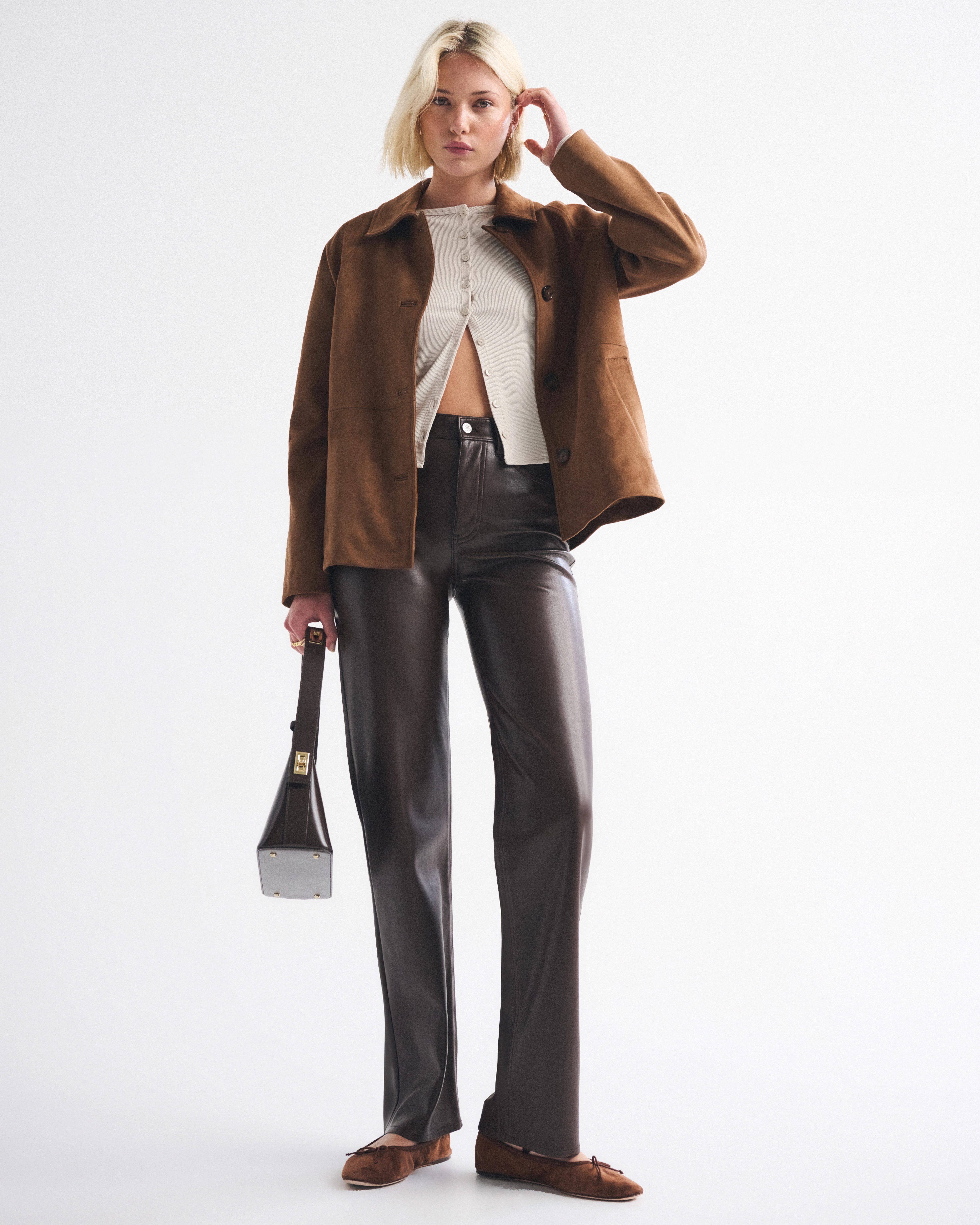 High Rise 90s Relaxed Vegan Leather Pant | Abercrombie & Fitch (US)