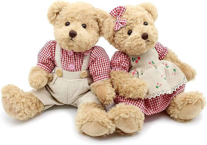 Oitscute 2-Pack Teddy Bear,Cute Stuffed Animal,Couple Gift Soft Plush Toy 11inch (Red Plaid Cloth... | Amazon (US)