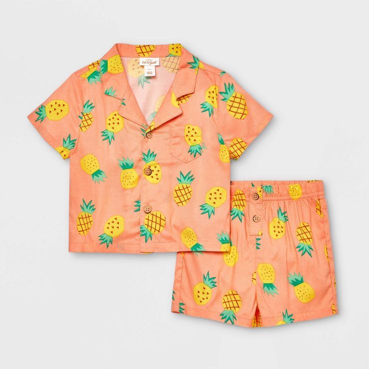 Baby Boys' Pineapple Top & Bottom Set - Cat & Jack™ Peach Orange | Target