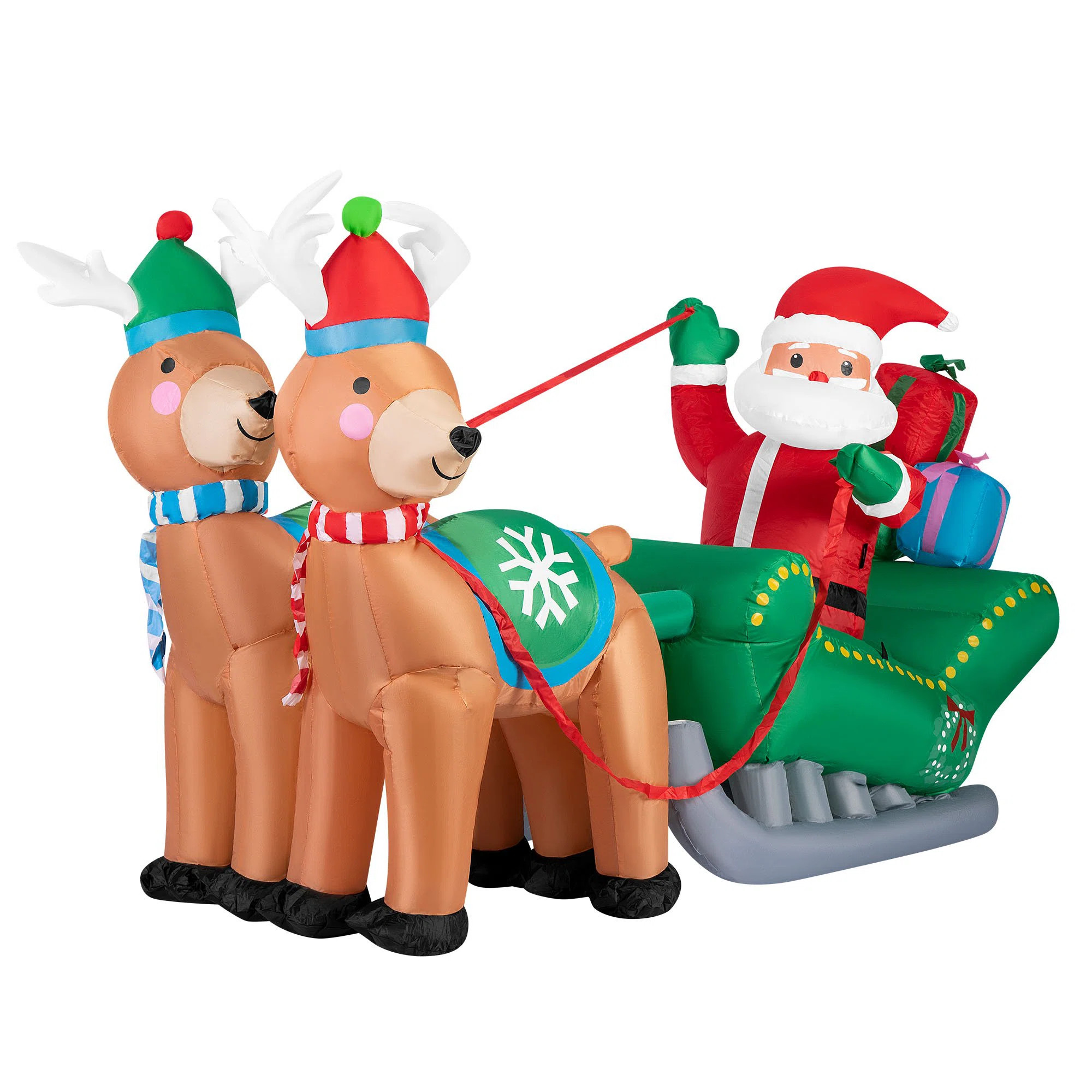 Emila Christmas Inflatable Santa on Sleigh with Reindeers and Gift Boxes | Wayfair North America