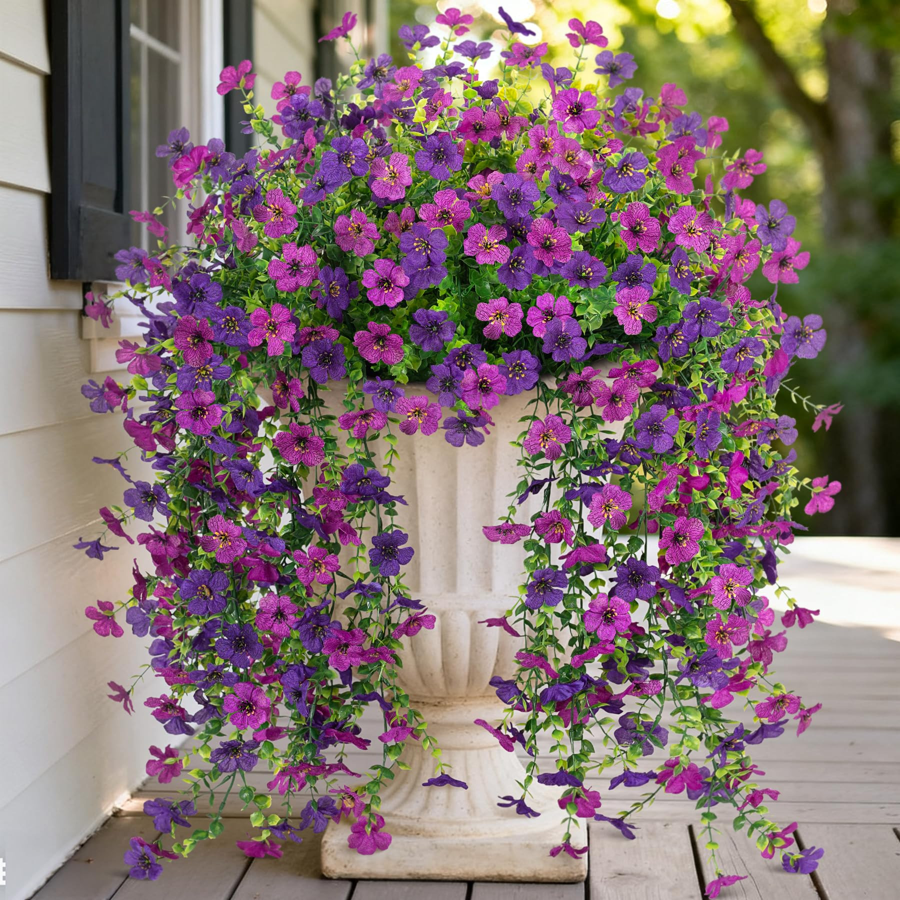 Fake Artificial Hanging Flowers for Outdoors Decoration, 2 PCS Faux UV Resistant Artificial Outdo... | Amazon (US)