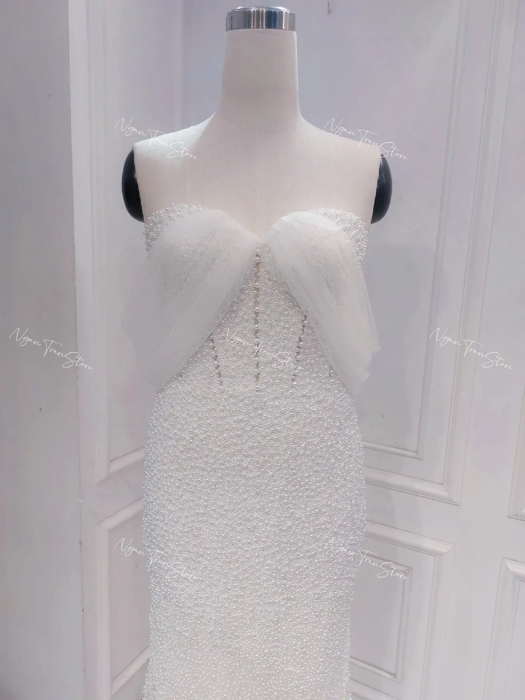 Off Shoulder Pearl Wedding Dress | Custom Made Wedding Dress | Luxurious Pearl Corset Wedding Dre... | Etsy (US)