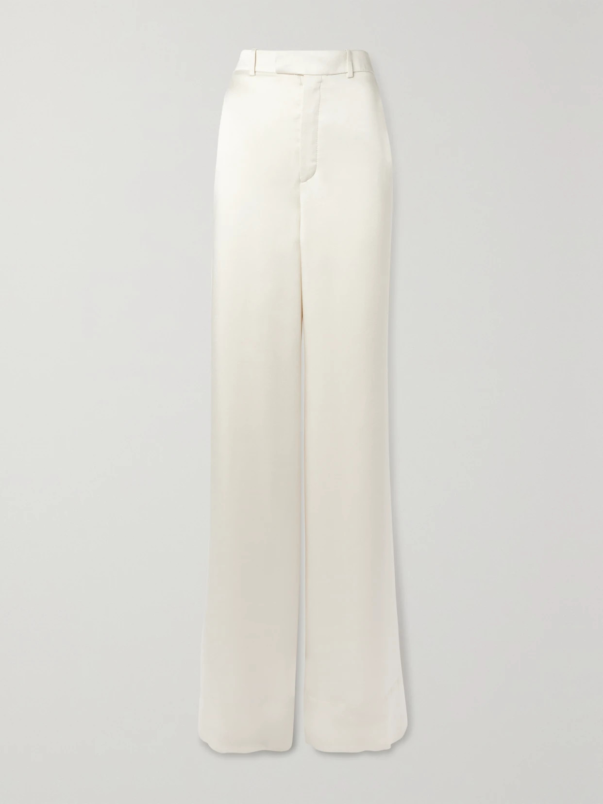 SAINT LAURENT - Satin-crepe Wide-leg Pants - Cream | NET-A-PORTER (US)