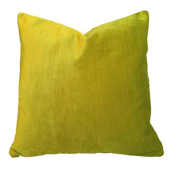 Luxury Chartreuse Yellow Green Velvet Pillow Cover, Citron Decorative Pillow Cover, 18"x18" Throw... | Etsy (US)