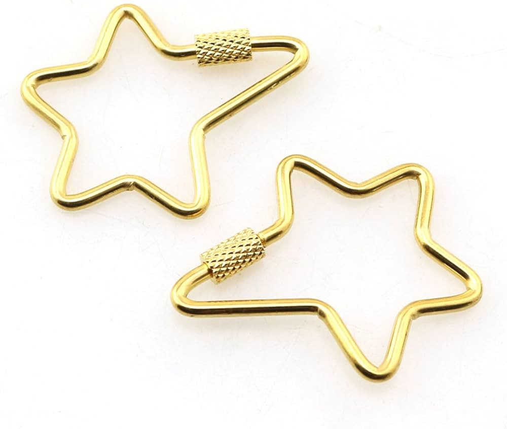 2PCS Stainless Steel Five-pointed Star Locking Keychain Carabiner Claw Clasp Carabiner Hook Clip ... | Amazon (US)