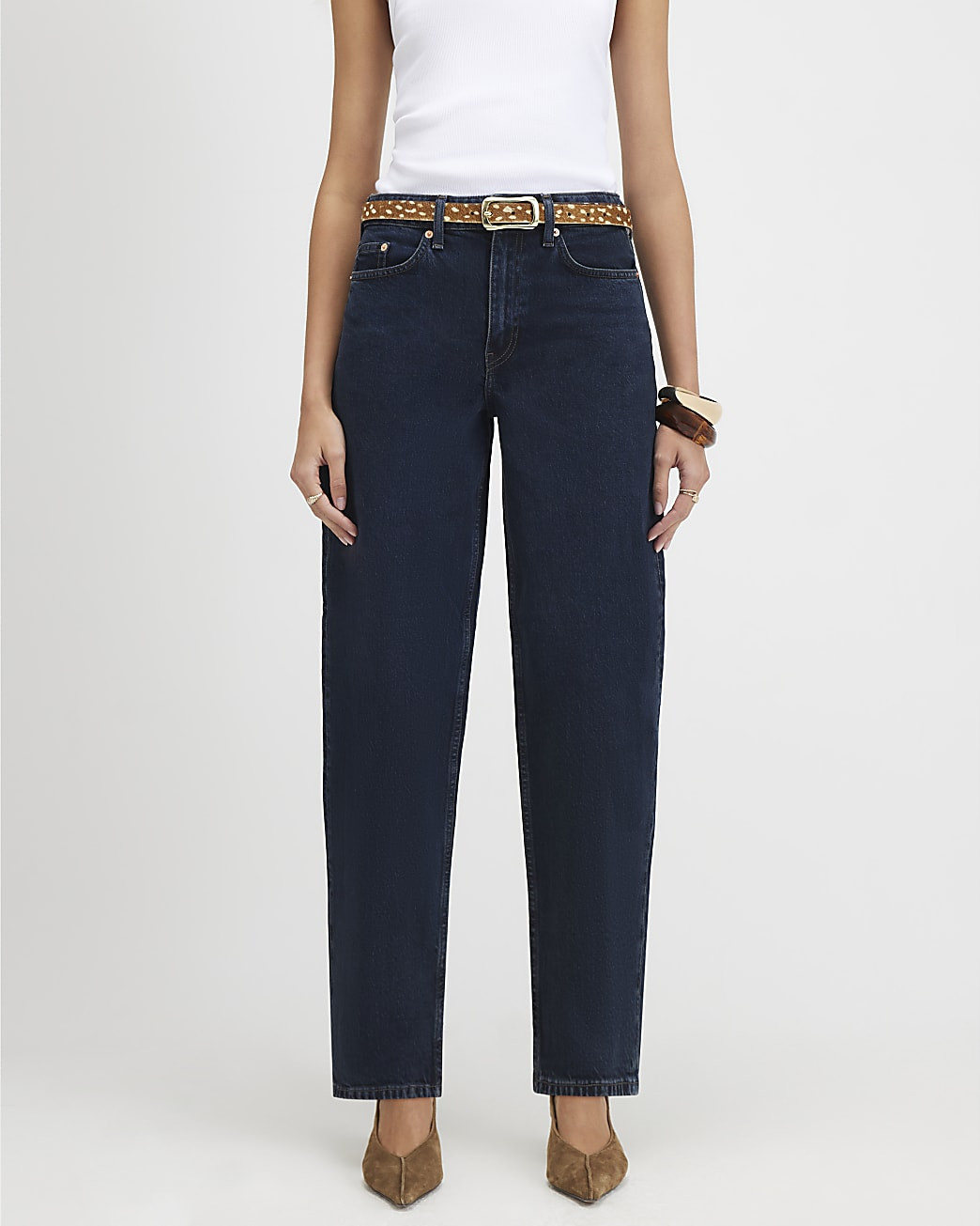 Blue Barrel Leg Jeans | River Island UK & IE