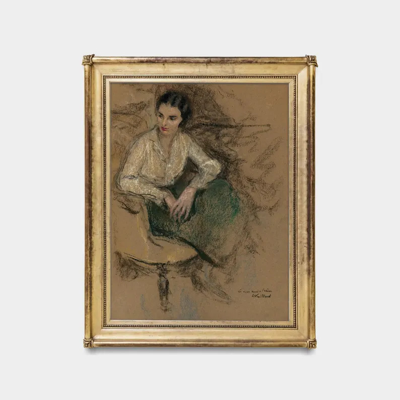 Vintage Woman Portrait Print: Rustic French Art | Etsy (Global)