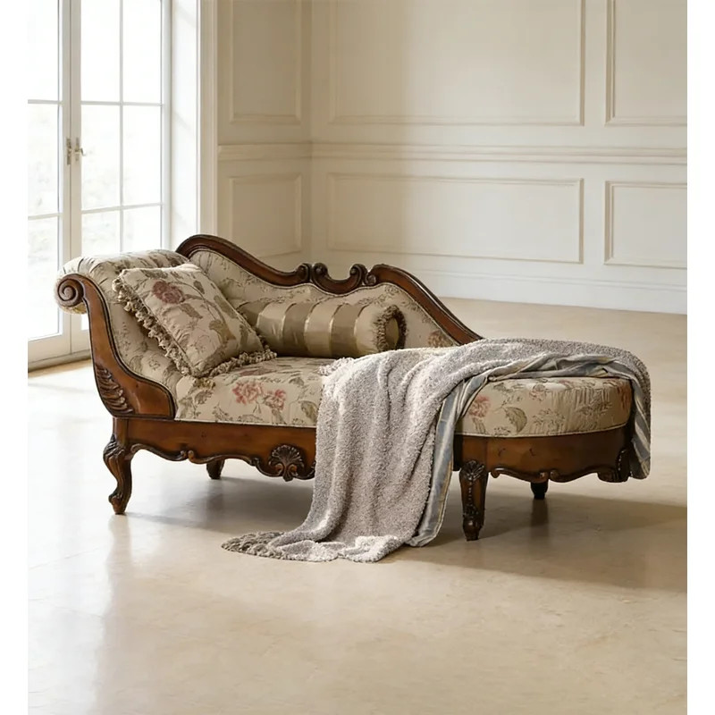 American Style Solid Wood Carving Fabric Lounge Chair | Wayfair North America