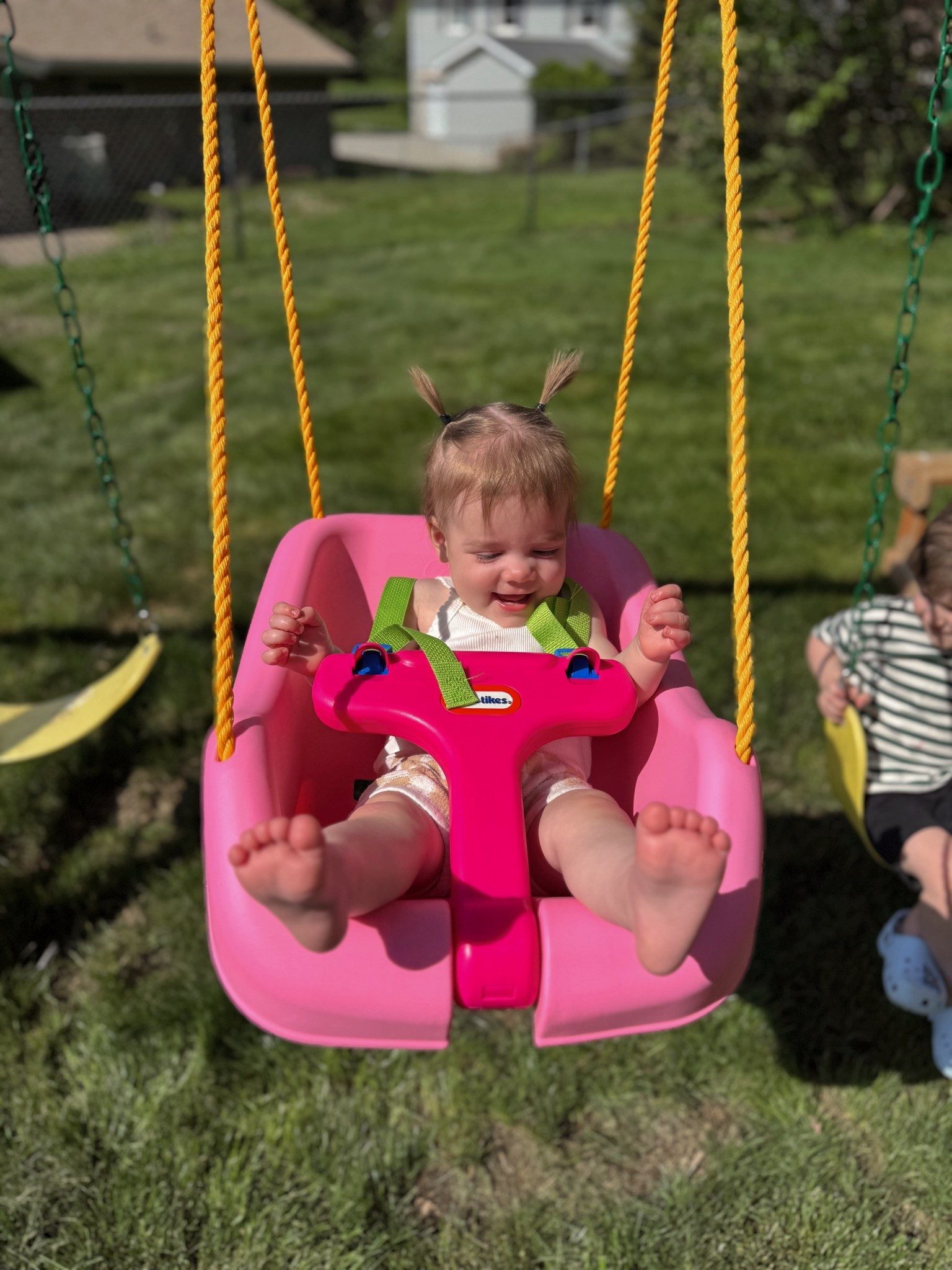 Girlfriend’s first swing! She loves it so much!!!! 🩷🤭🫶🏼 

Pink swing, little tikes, baby swing, baby’s first swing 

#LTKFamily #LTKFindsUnder50 #LTKBaby