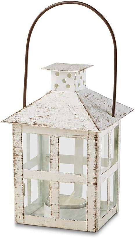 Kate Aspen Vintage White Distressed Medium candle lantern, One Size | Amazon (US)