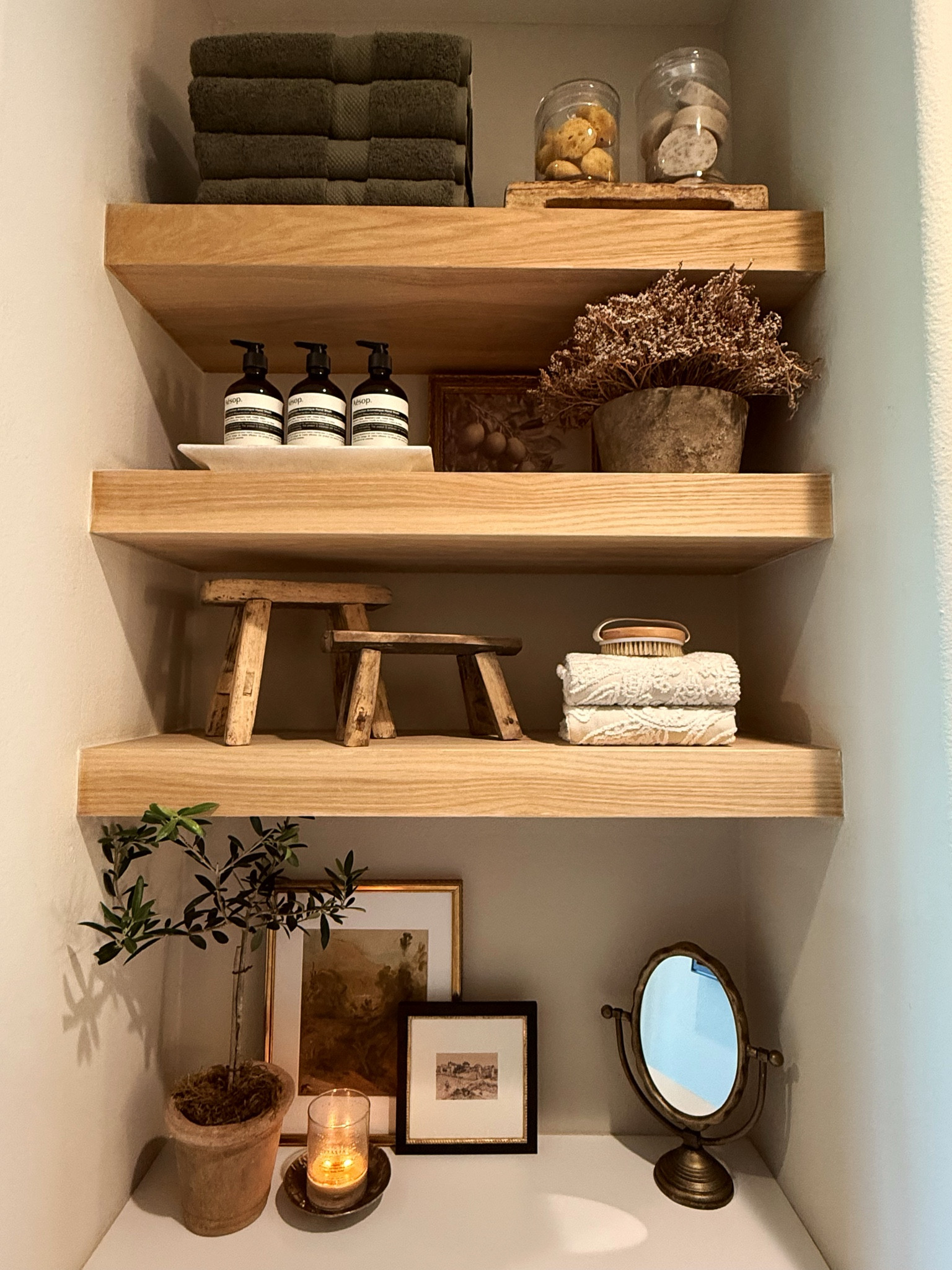 Bathroom shelves freestyle. ￼#bathroomdecor #bathroomdecor #homedecor

#LTKselfcare #LTKU #LTKHome