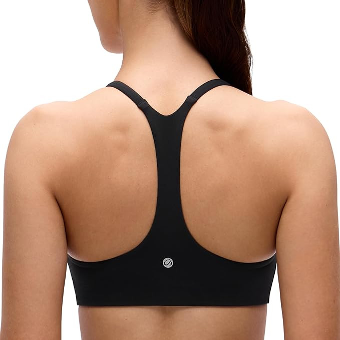 CRZ YOGA Butterluxe Low Coverage V Neck Sports Bras for Women - Spaghetti Straps Racerback Padded... | Amazon (US)