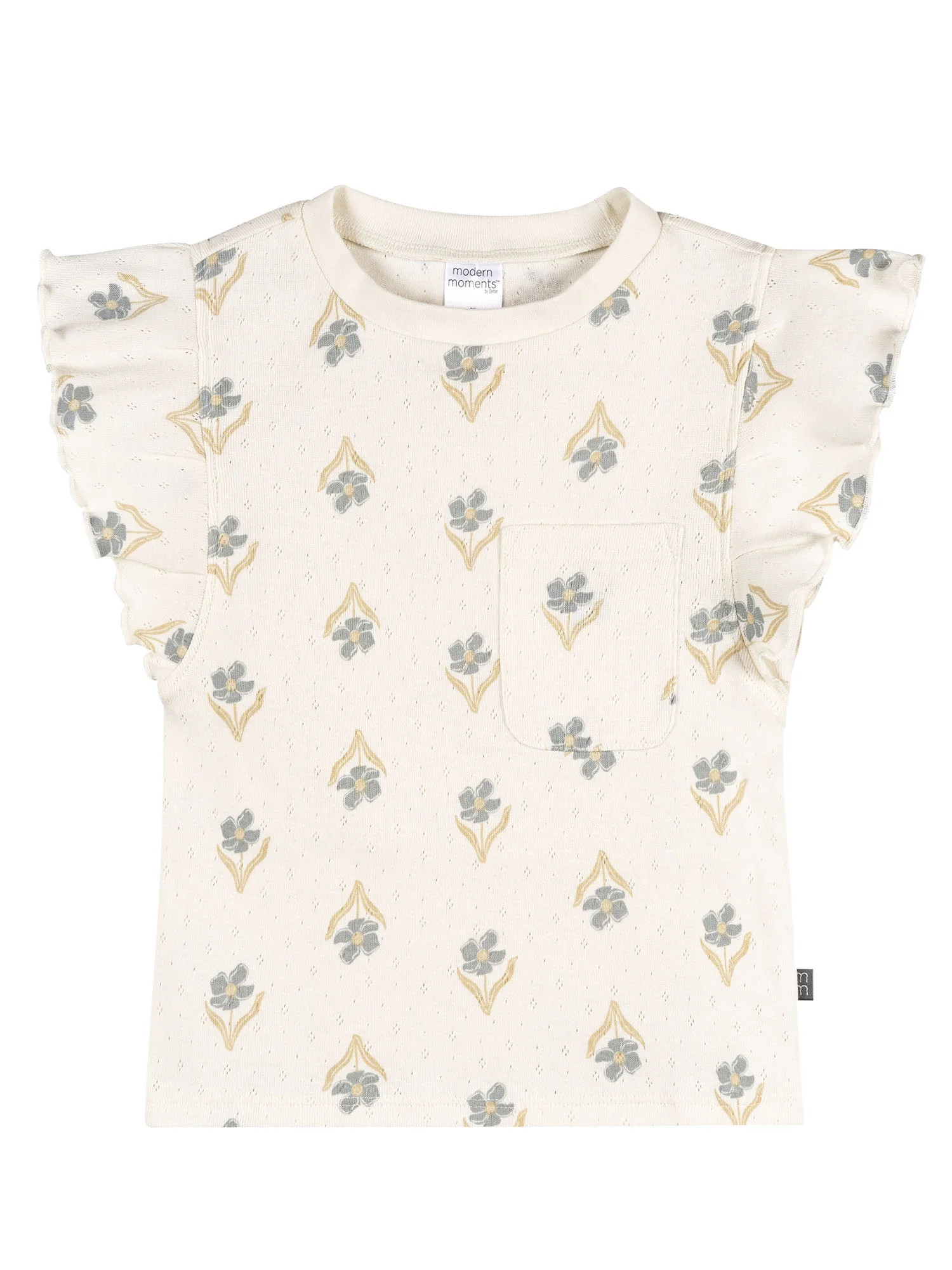 Modern Moments by Gerber Baby and Toddler Girl Pleated Ruffle Sleeve Top, Sizes 0/3 Months - 5T | Walmart (US)