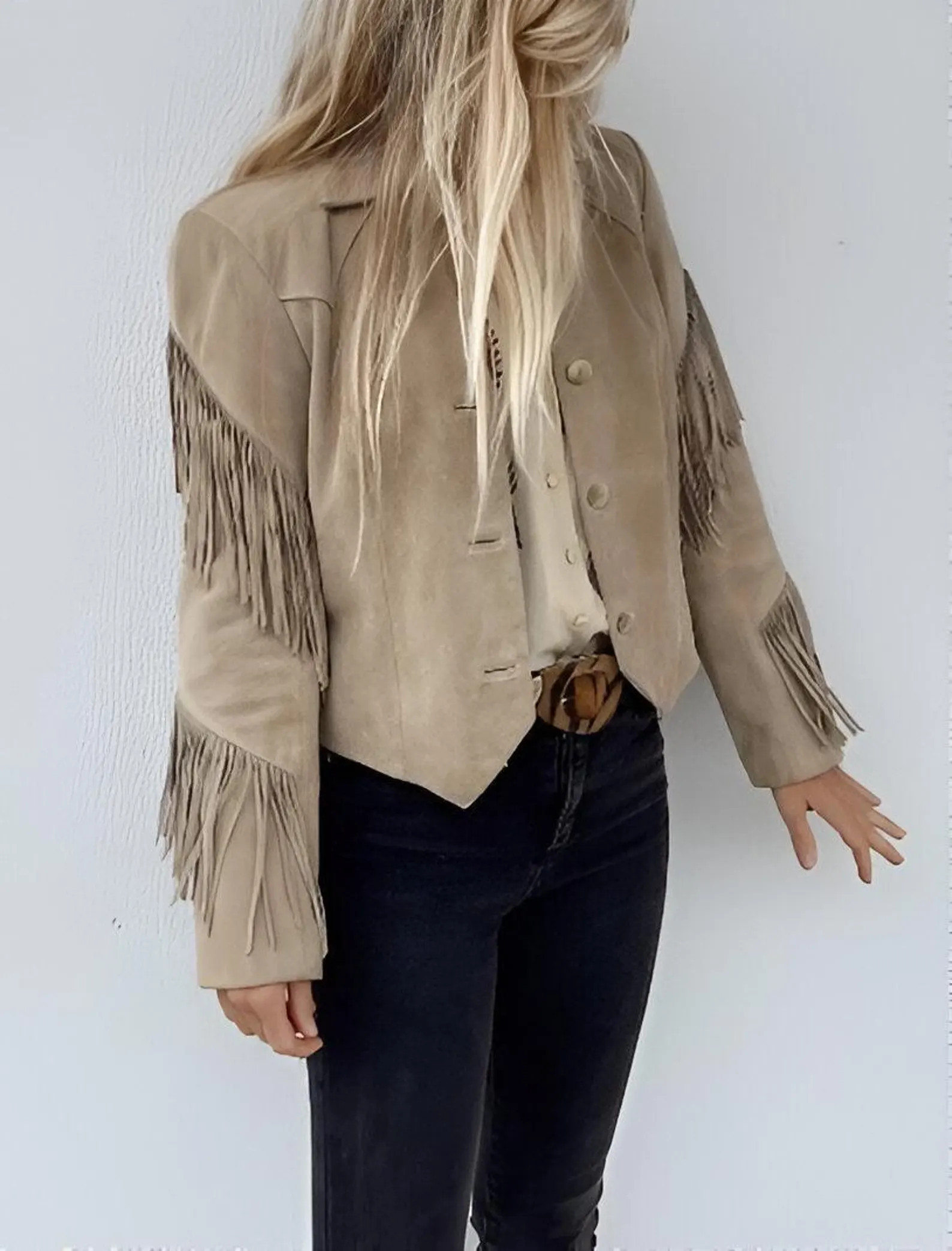 Women's Vintage Fringe Leather Jacket Suede Leather Jacket, Country Side Cowgirl Ladies Leather J... | Etsy (Global)