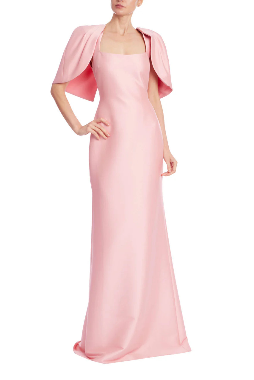 Cape Sleeve Column Gown by Badgley Mischka | Badgley Mischka
