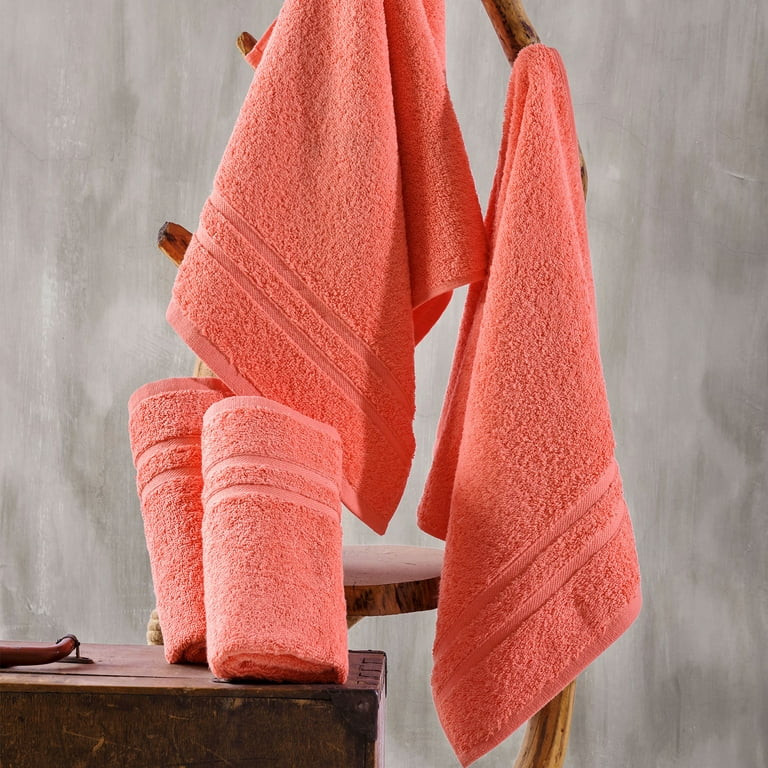 Hawmam Linen Coral Orange Hand Towels 4-Pack - Luxury 100% Turkish Cotton, Super Absorbent, Quick... | Walmart (US)