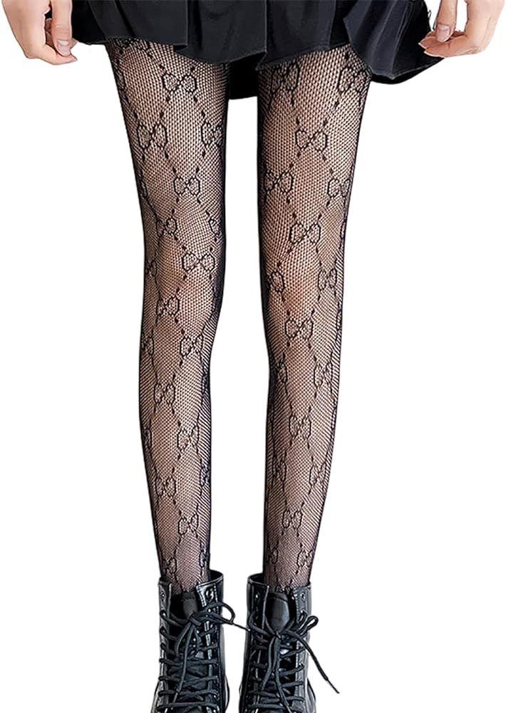Sviiolnnr Sexy Fishnet Stockings Fashion Letter Tights for Women Sexy Lace Leggings Fishnet Stock... | Amazon (US)