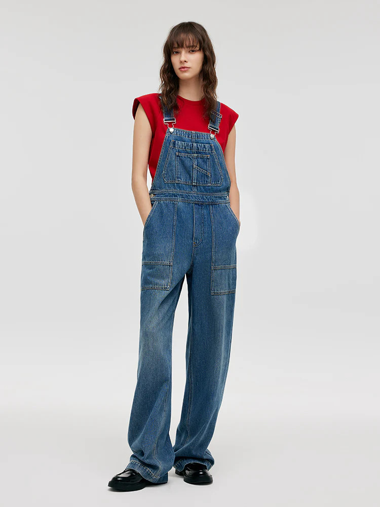 Denim Straight Full-Length Women Overalls | GOELIA