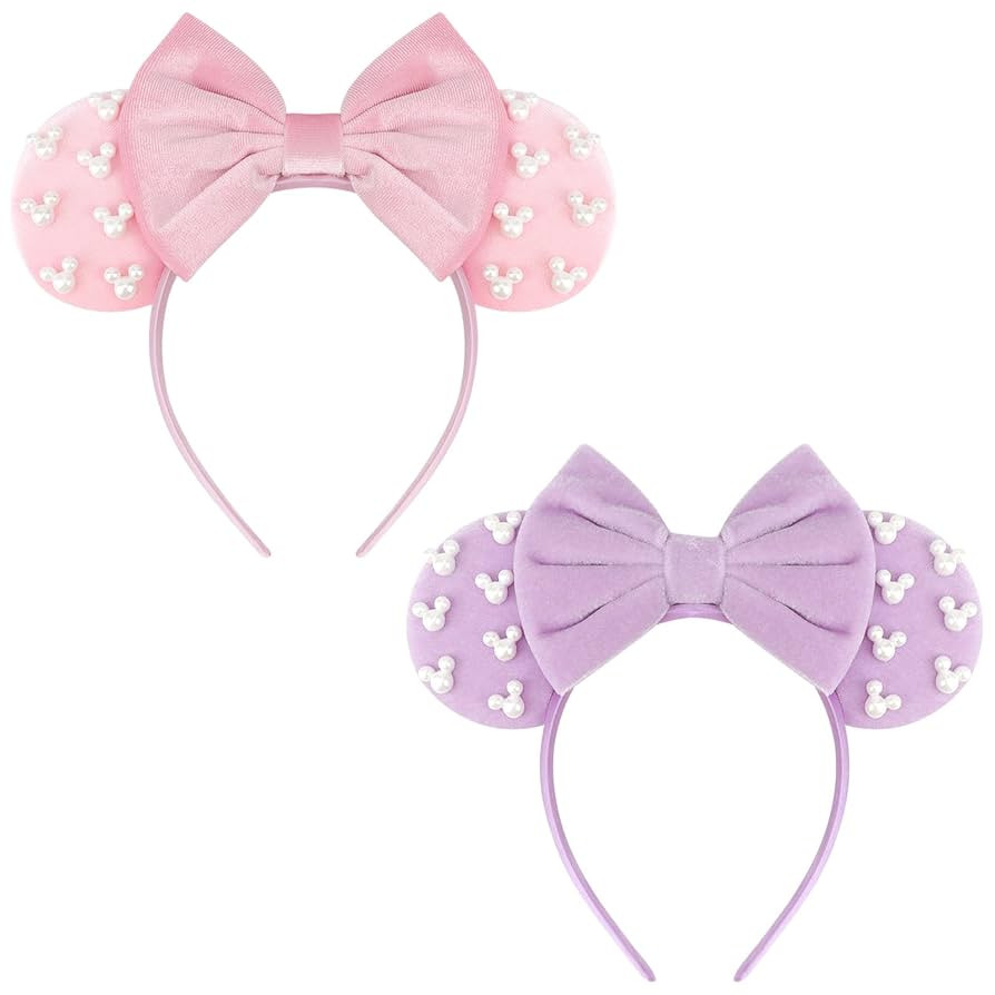DRESHOW Mouse Ears Headbands for Women Pearl Hairbands Bow Head bands Velvet Head band Christmas ... | Amazon (US)