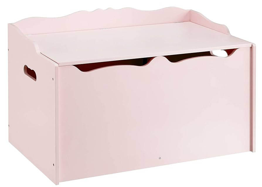 Amazon Basics Kids Toy Box, Wooden Organizer Storage Chest, Pink, 30" x 18" x 19" | Amazon (US)