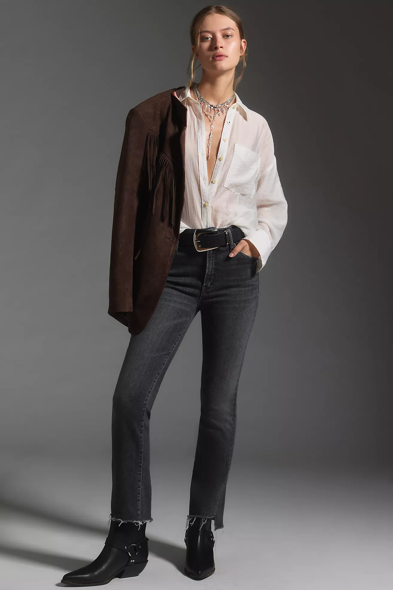 MOTHER The Insider Crop Step Fray Jeans | Anthropologie (US)