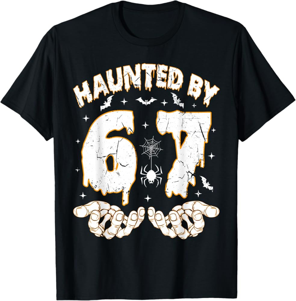 Haunted by 67 Meme Funny Skeleton Hands Halloween Costume T-Shirt | Amazon (US)