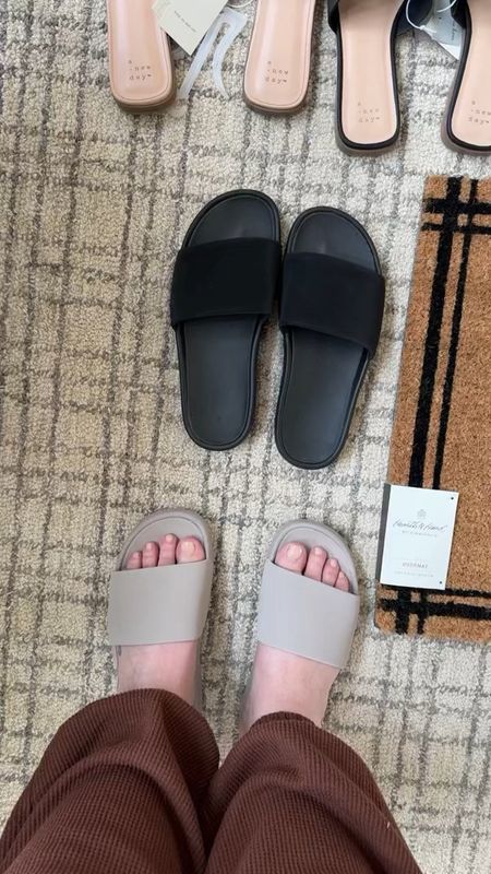 Just found my new favorite slides that are so cushy and comfortable. My favorite from last year is also still available and I also grabbed several pairs of this new fashionable style. They are all so affordable and come in a variety of colors. Target find slide sandals summer shoes dress shoes beach wear swim wear vacation shoes bedroom slippers 

#LTKswim #LTKfindsunder50 #LTKshoecrush