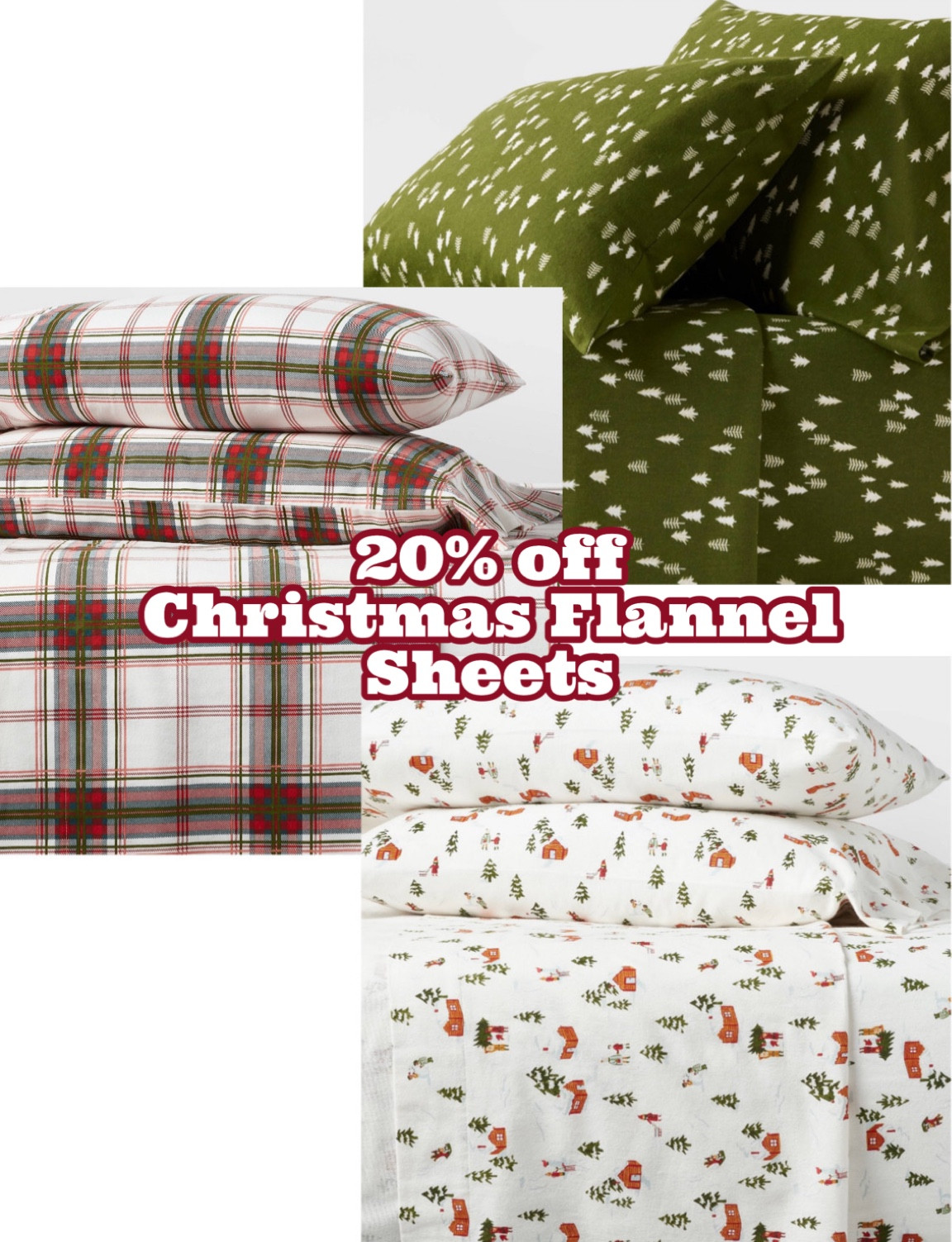 20% off Christmas flannel sheet sets at target! Target Christmas. Christmas sheets. Sheet set. Flannel sheets. Target sale. Target deal. 

#LTKHoliday #LTKHolidaySale #LTKSeasonal