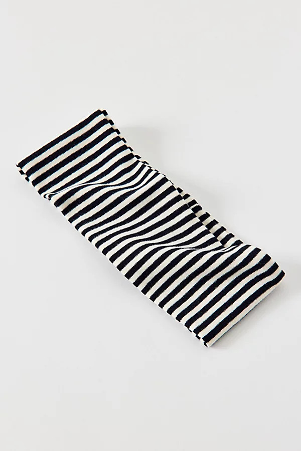 Evie Striped Headwrap Wide Headband in Black, Women's at Urban Outfitters | Urban Outfitters (US and RoW)