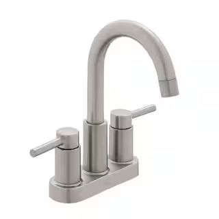 Glacier Bay Dorind 4 in. Centerset Double-Handle Pull Down Bathroom Faucet in Brushed Nickel HD67... | The Home Depot