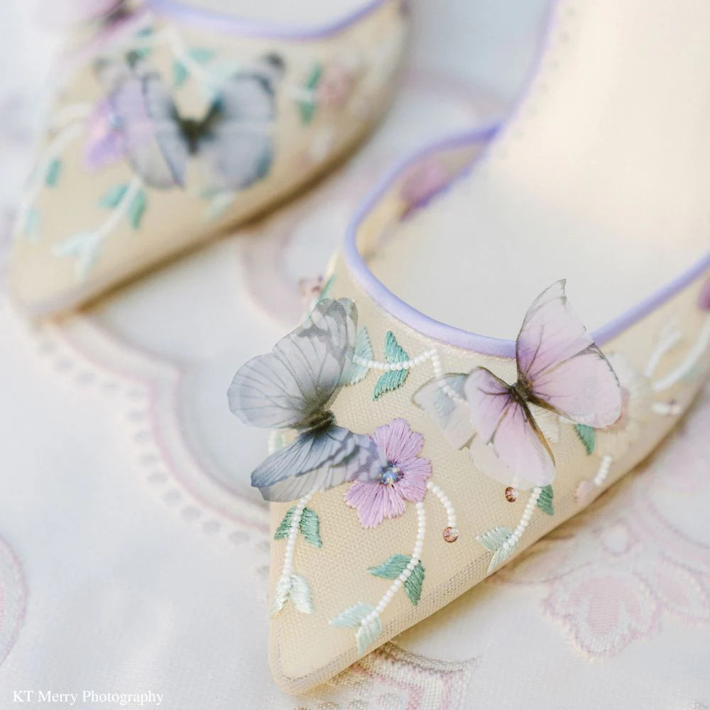 Lavender Butterfly Heels, Garden Party Shoes | Bella Belle Shoes