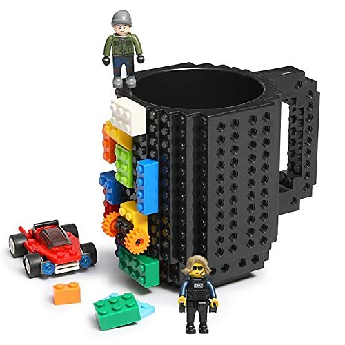 Build-on Brick Coffee Mug, Funny DIY Novelty Cup with Building Blocks Creative for Kids Men Women Xm | Amazon (US)