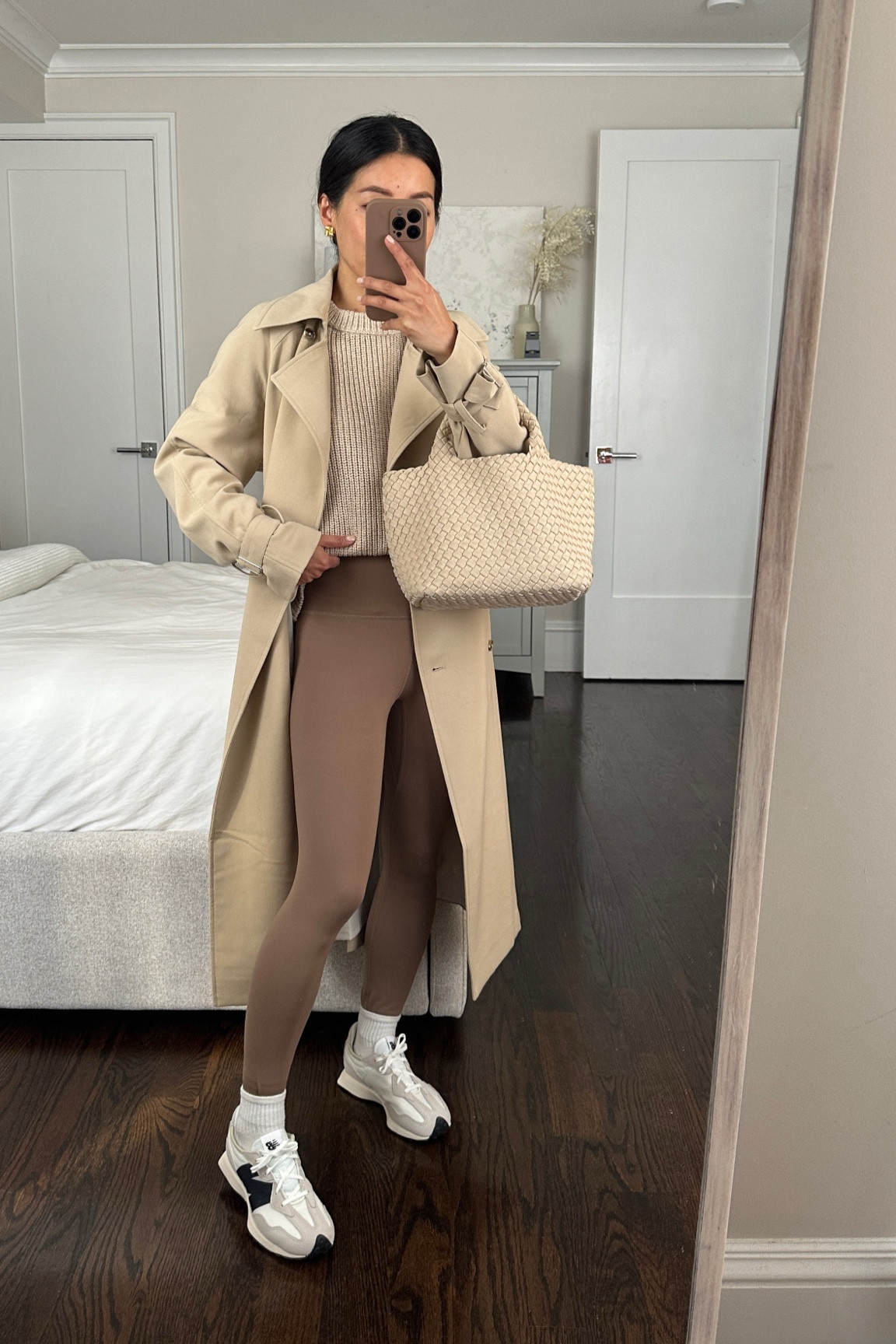  Athleisure staples

• under $50 fisherman crewneck 100% cotton sweater Xs cement marl. I live in the quince cashmere version (linked as well) but cotton is a nice low maintenance option that you can easily machine wash and dry

• trench coat xxs very oversized but I love the drape and cut and wear this often. FYi their policy requires customers to pay for return shipping on returns 

• Varley high rise legging 25 in taupe stone xs - these are long on me, hems are folded under. The xxs is too skin tight so I sized up to xs. I also linked similar shorter leggings!

• New balance 327 - super lightweight. I tried both women’s and kids , and got the kids 3.5 = women’s 5/5.5. The kids sizing feels it runs a little bit while the women’s sizing felt true to size - I fit women’s 5.5

• Naghedi mini tote in ecru with crossbody strap and zipper pouch 

Petite friendly travel outfits, mom outfits, school drop off 

#LTKActive #LTKSeasonal