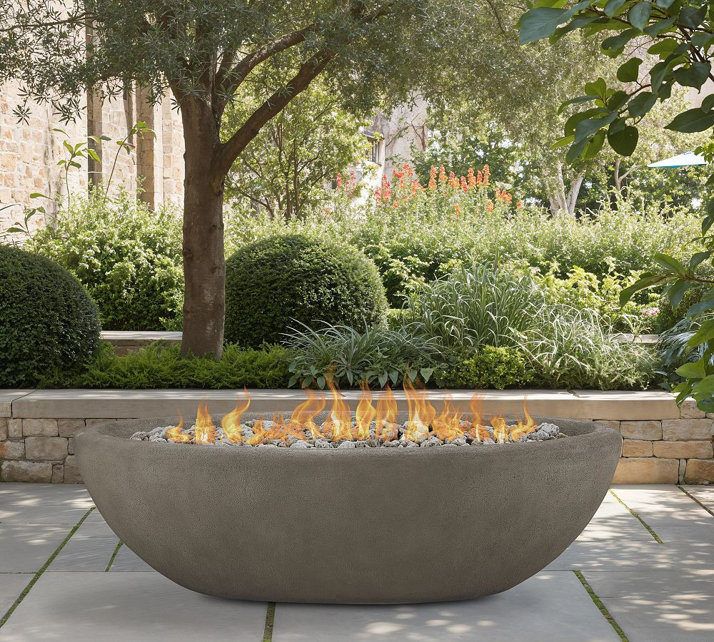 Blackwell 58" X 17.5" Oval Concrete Outdoor Propane Fire Pit, Glacier Gray | Pottery Barn (US)