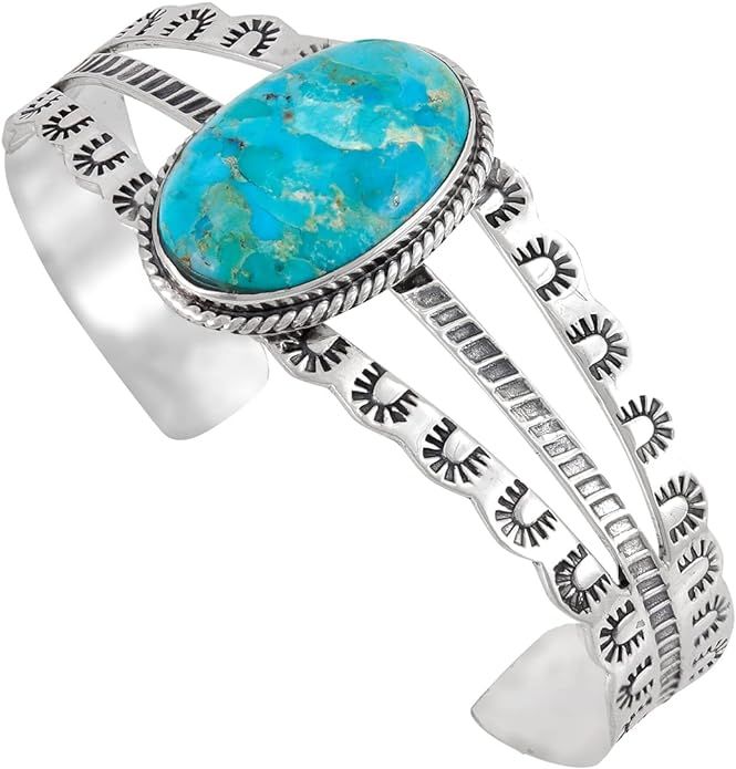 Turquoise Bracelet Sterling Silver 925 Genuine Turquoise | Amazon (US)