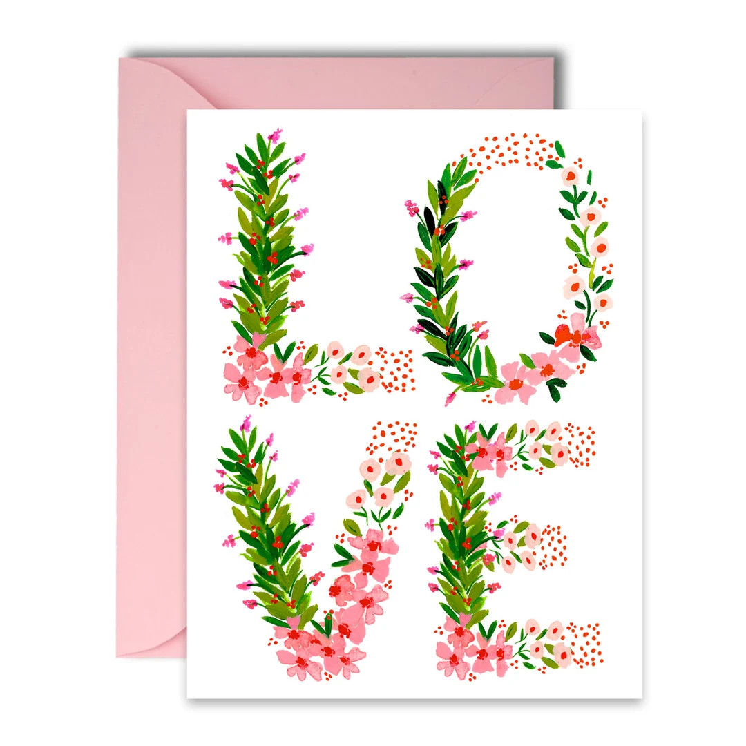 Love & Friendship Love Floral Letters Valentines Day Wedding Anniversary Single Card A-2 - Etsy | Etsy (US)