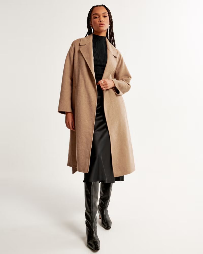 Wool-Blend Belted Blanket Coat | Abercrombie & Fitch (UK)