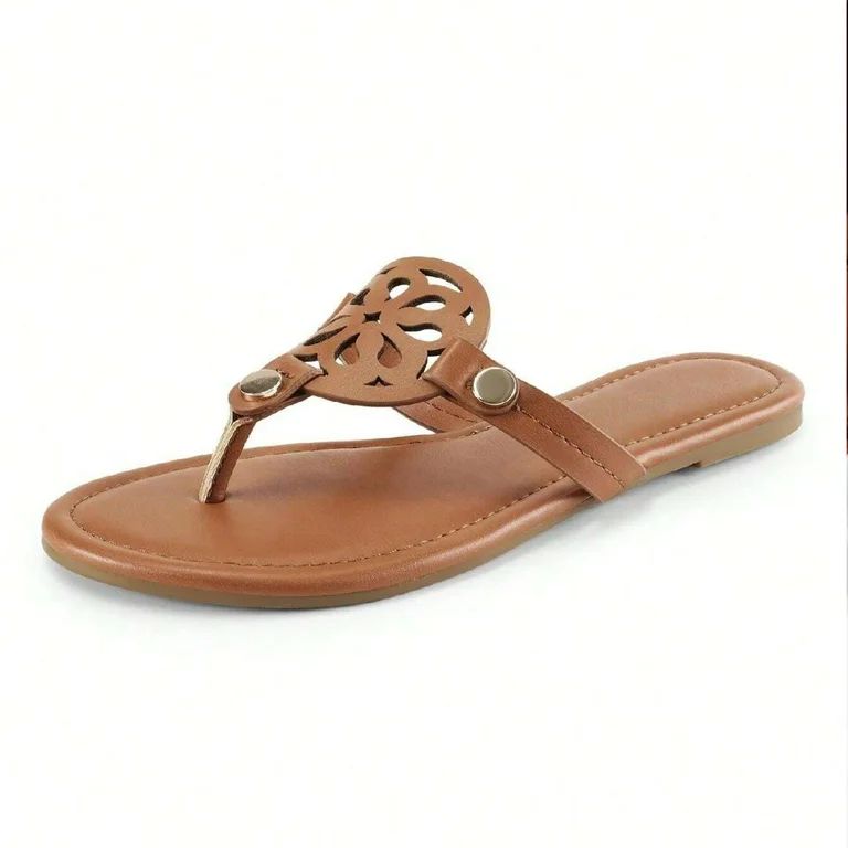 oiky Women‘s Leather Flat Sandals Flip Flop Sandals Comfortable Dressy Thong Sandals Gift - Wal... | Walmart (US)